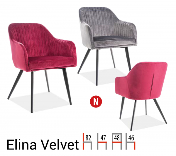 Scaun Elina Velvet Gri – l47 x A48 x H82 cm [2]