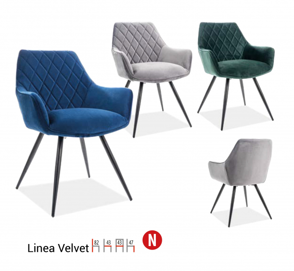 Scaun Linea Velvet Albastru – l43 x A43 x H82 cm [2]