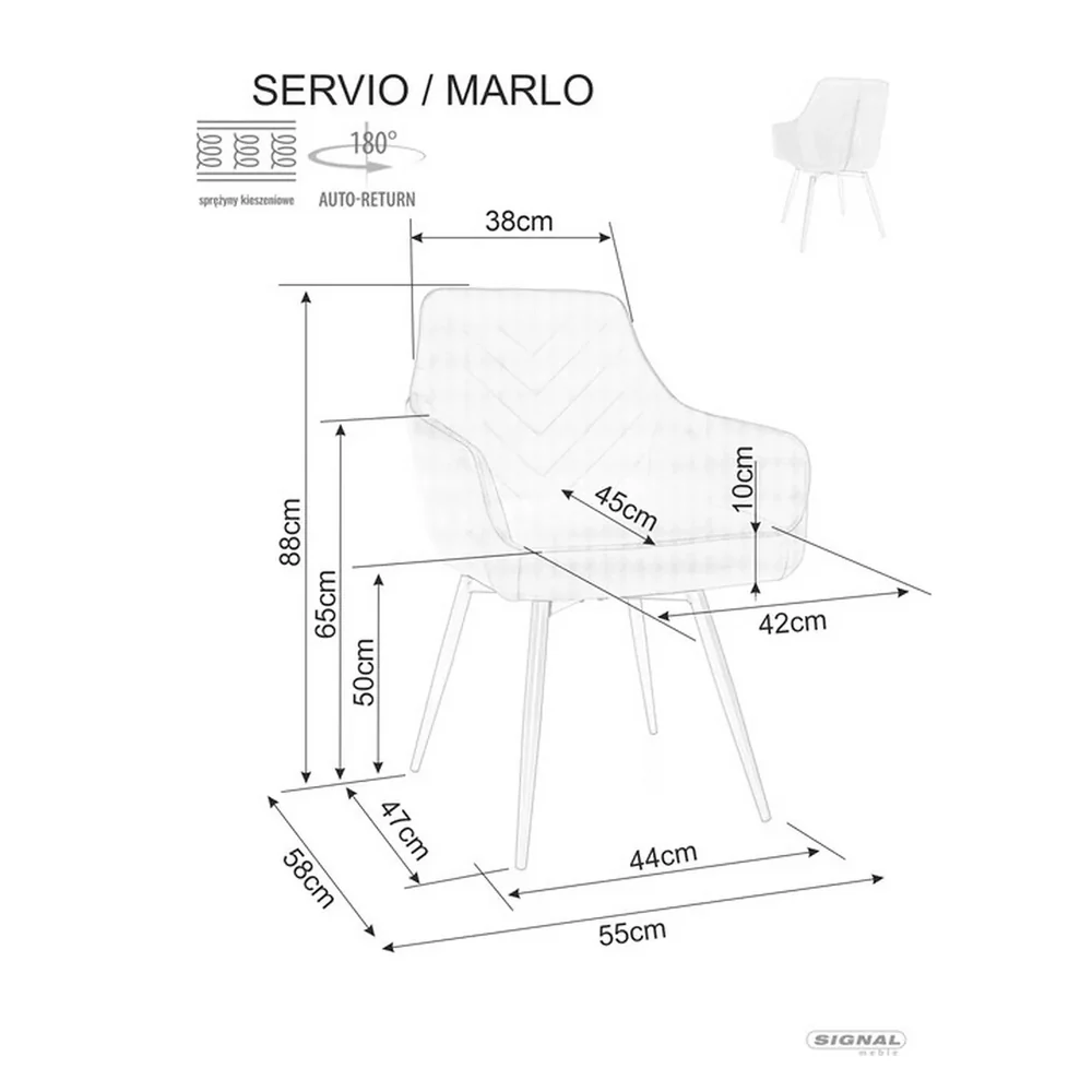 Scaun SERVIO VELVET – 55x58x88 cm, bej închis Bluvel 40 [6]