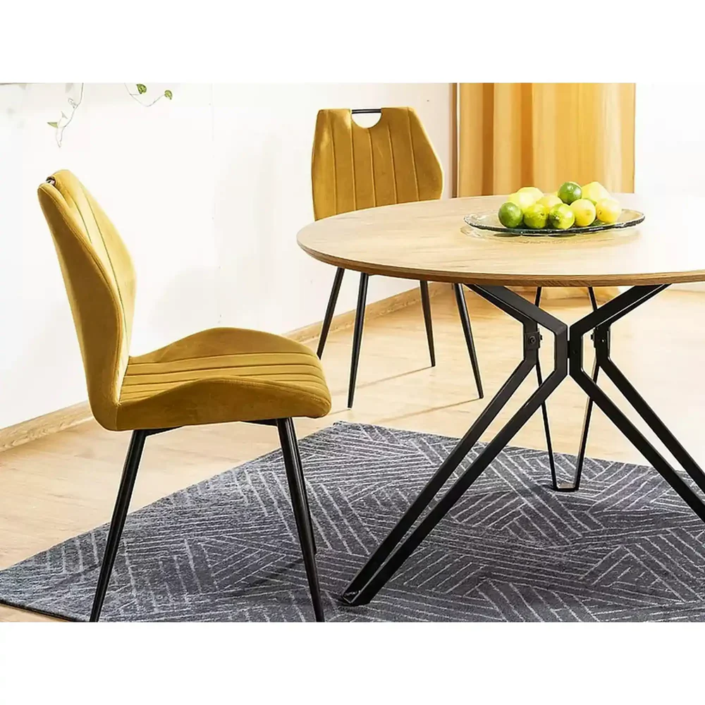Scaun tapițat ARCO VELVET – 52x44x92 cm,  verde inchis/negru, stofă / metal [4]