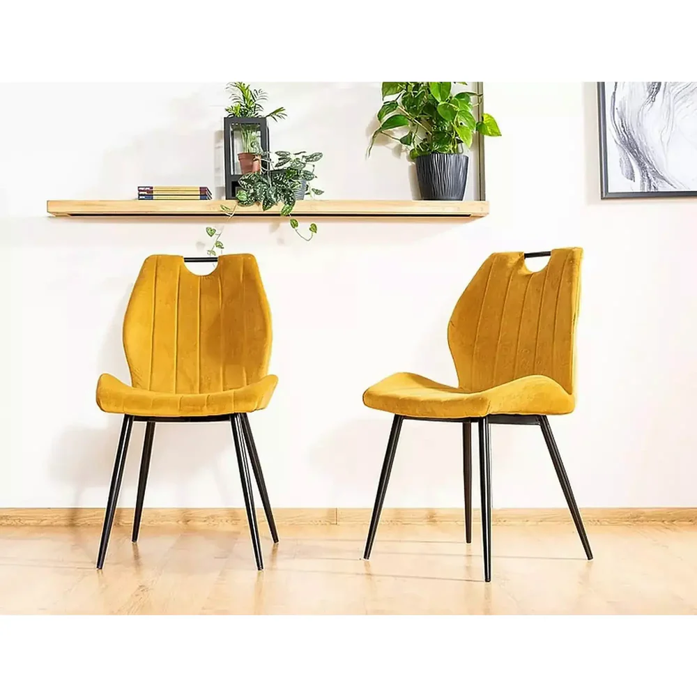 Scaun tapițat ARCO VELVET – 52x44x92 cm,  verde inchis/negru, stofă / metal [5]