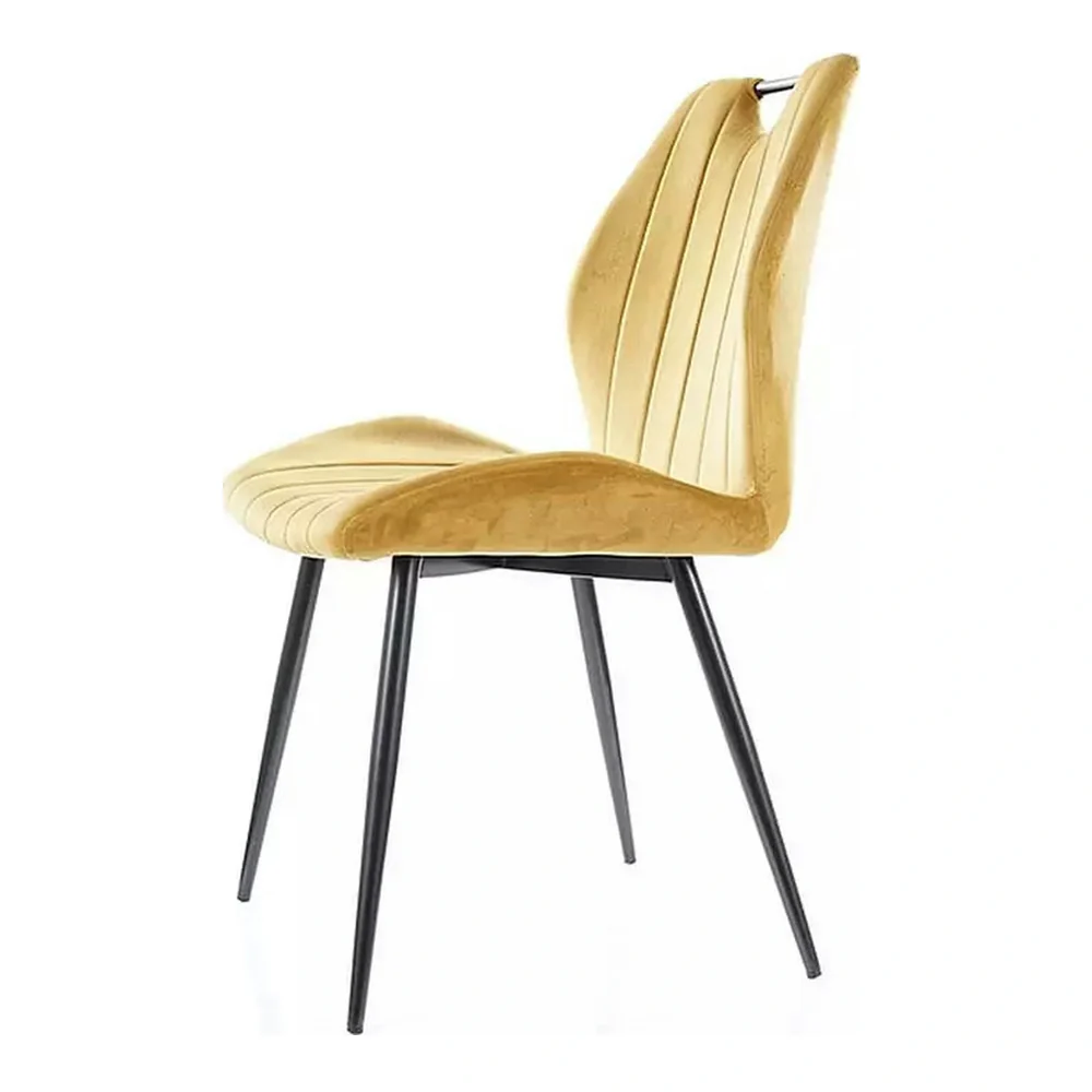 Scaun tapițat ARCO VELVET – 52x44x92 cm,  verde inchis/negru, stofă / metal [2]