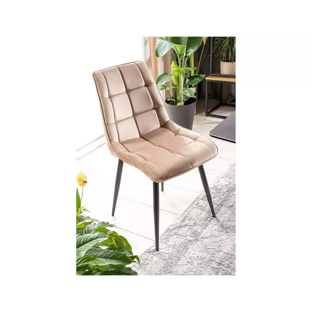 Scaun tapițat CHIC – 50x58x88 cm, bej, catifea / metal [4]