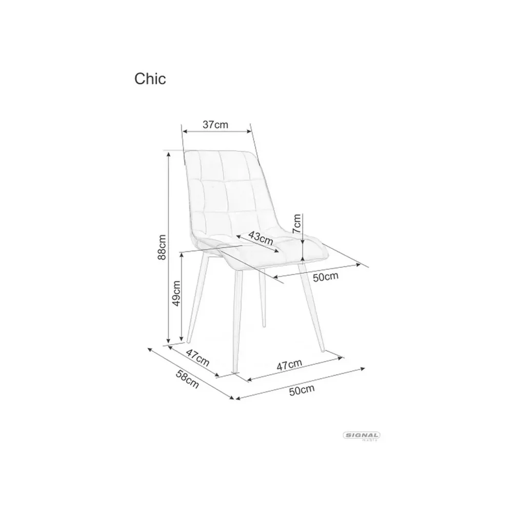 Scaun CHIC – 50x58x88 cm, cappuccino / negru, stofă catifelată / metal [5]