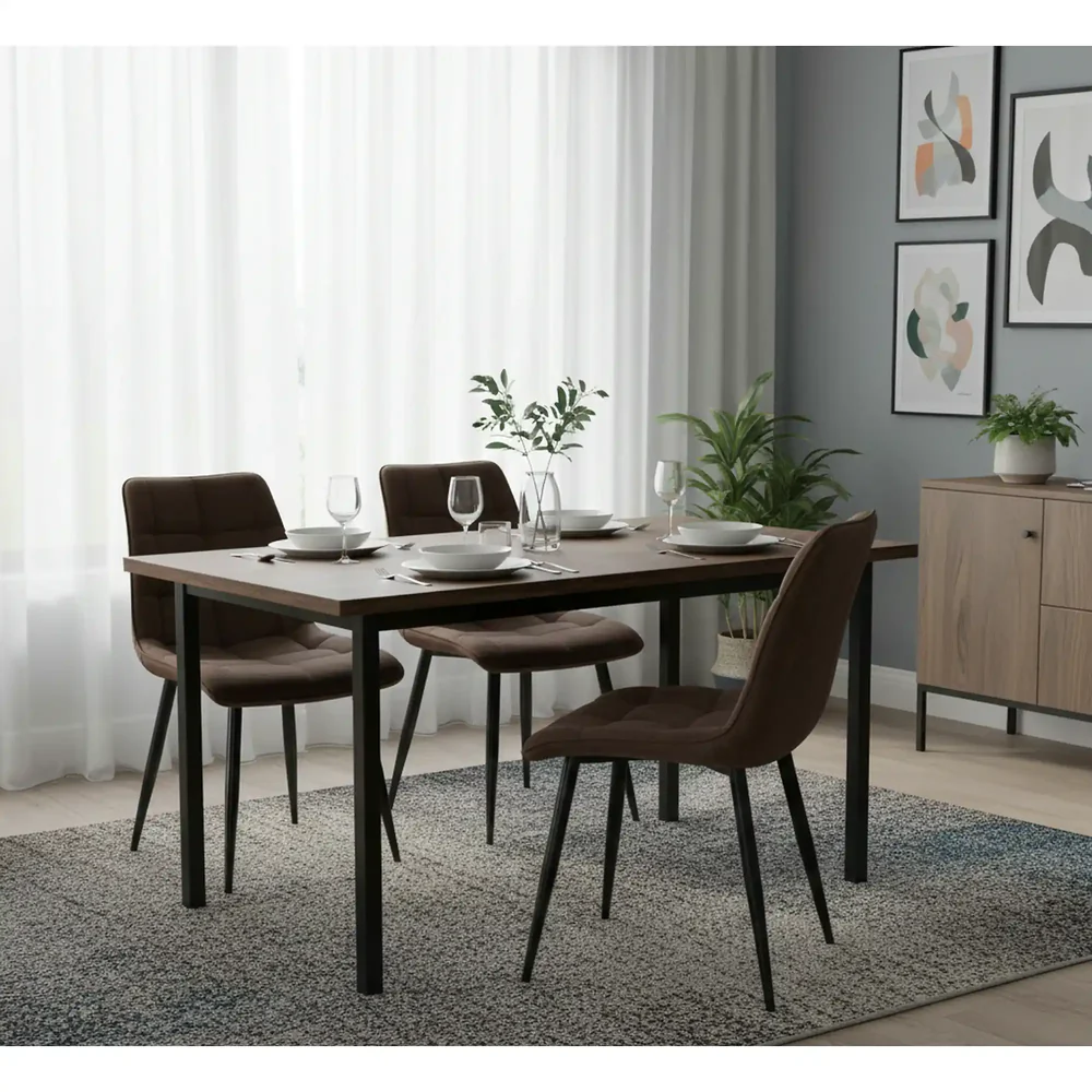 Scaun CHIC – 50x58x88 cm, maro / negru, stofă catifelată / metal [4]