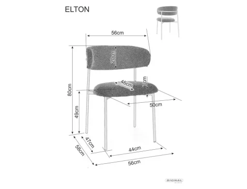 Scaun tapițat Elton II 253 - 56x46x80 cm , cappuccino/nuc [2]