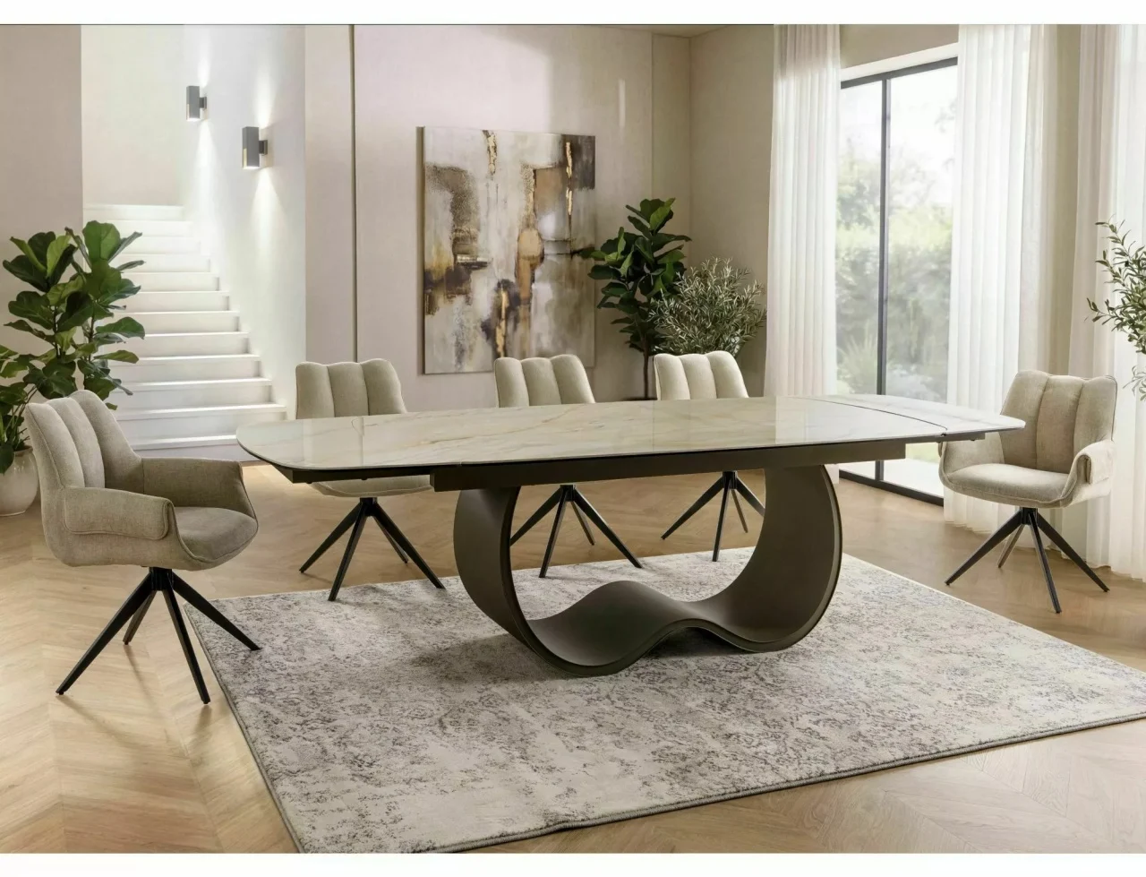 Scaun tapițat GIO – 49x62x86 cm, bej deschis / negru mat [4]