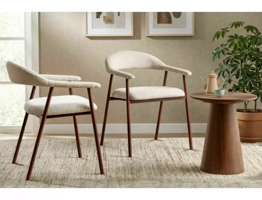 Scaun tapițat Lagos D Raven -  49x57x76 cm, bej deschis 22 / nuc [3]