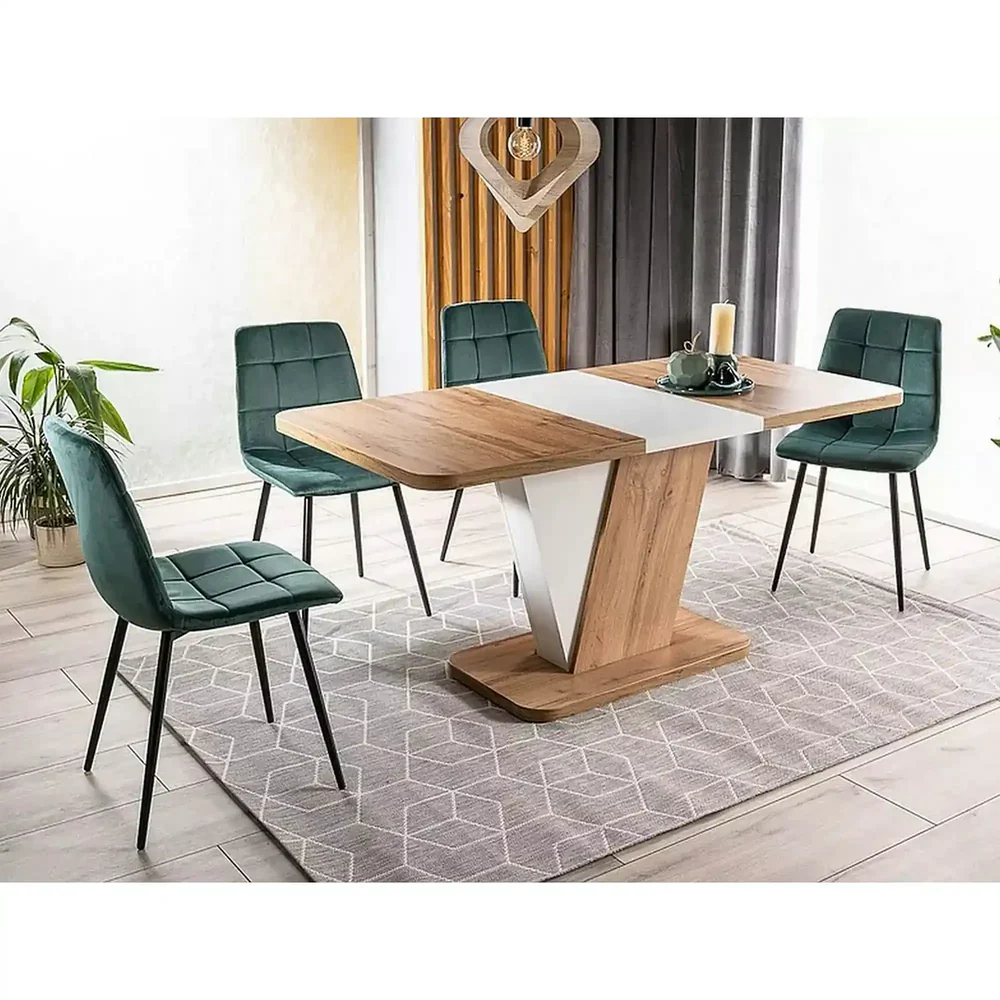 Scaun tapițat MILA – 45x41x86 cm, verde / negru, stofă catifelată / metal [4]
