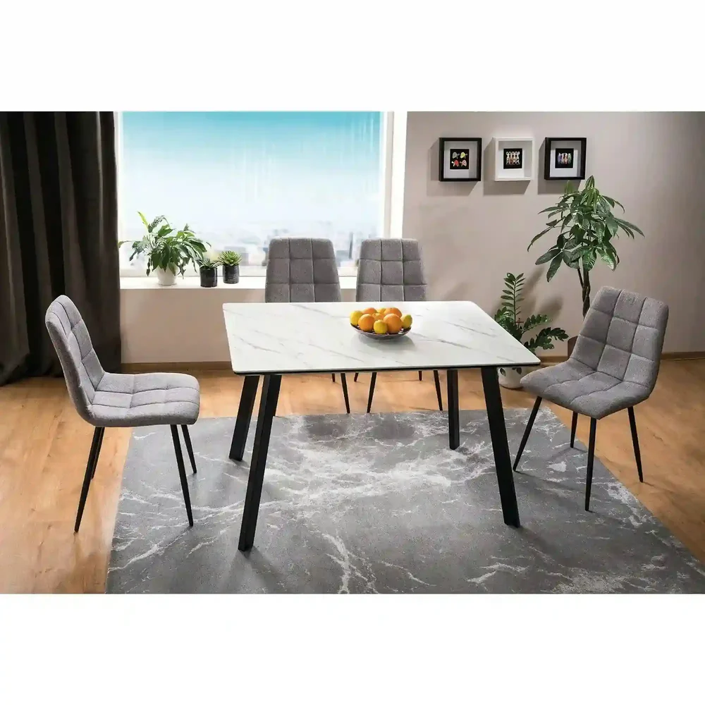 Scaun tapițat MILA – 47x45x87 cm, gri, stofă catifelată / metal [3]