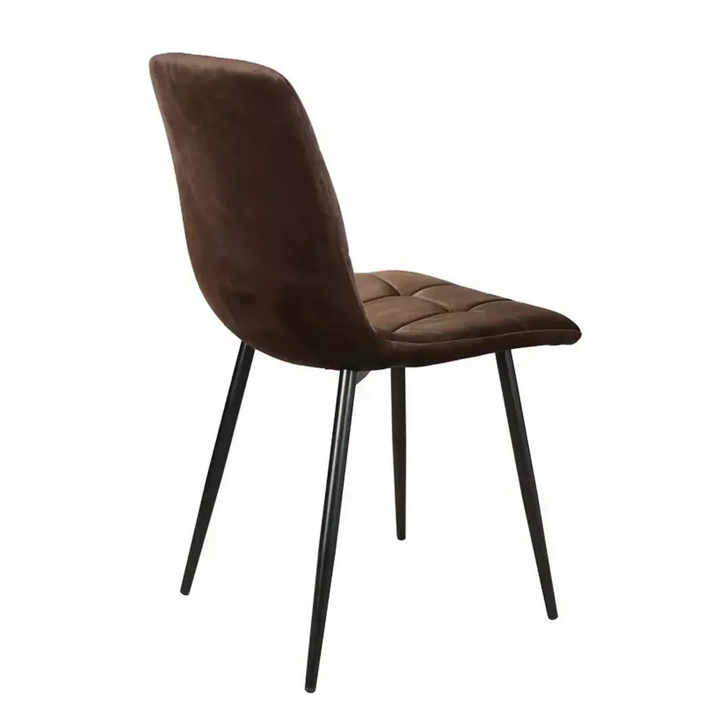 Scaun tapițat MILA – 47x45x87 cm, maro/negru, stofă catifelată / metal [2]