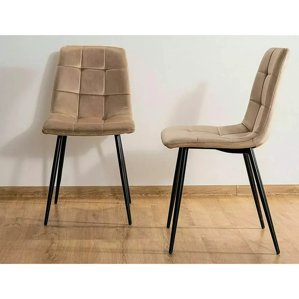 Scaun tapitat MILA, bej/negru, stofa catifelata/metal, 45x41x86 cm [5]
