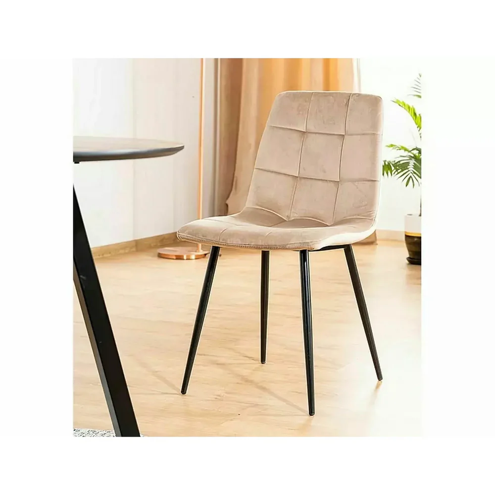 Scaun tapitat MILA, bej/negru, stofa catifelata/metal, 45x41x86 cm [4]