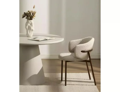 Scaun tapițat OSAKA D 255 – 54x48x77 cm, bej deschis / nuc [4]