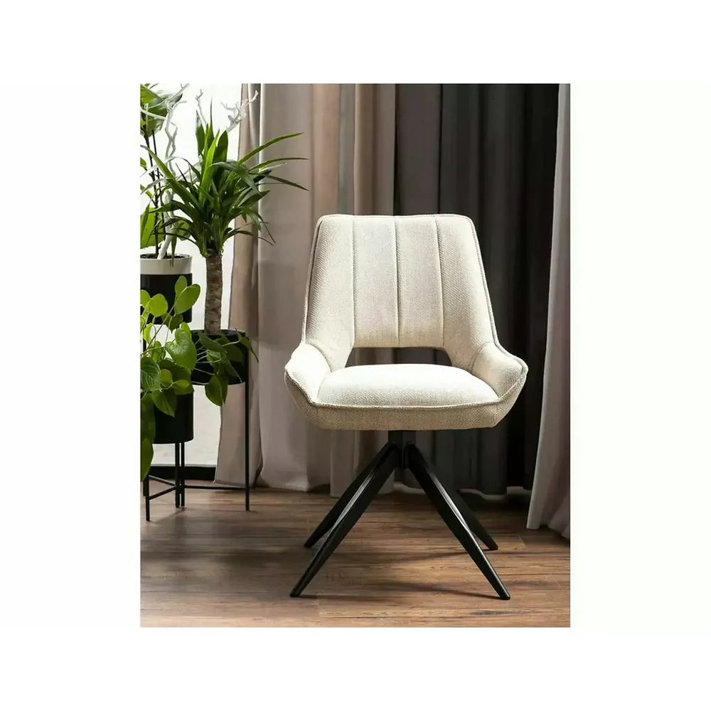 Scaun TELLO - 54x46x84 cm, bej deschis/negru, stofa clasica/metal [3]