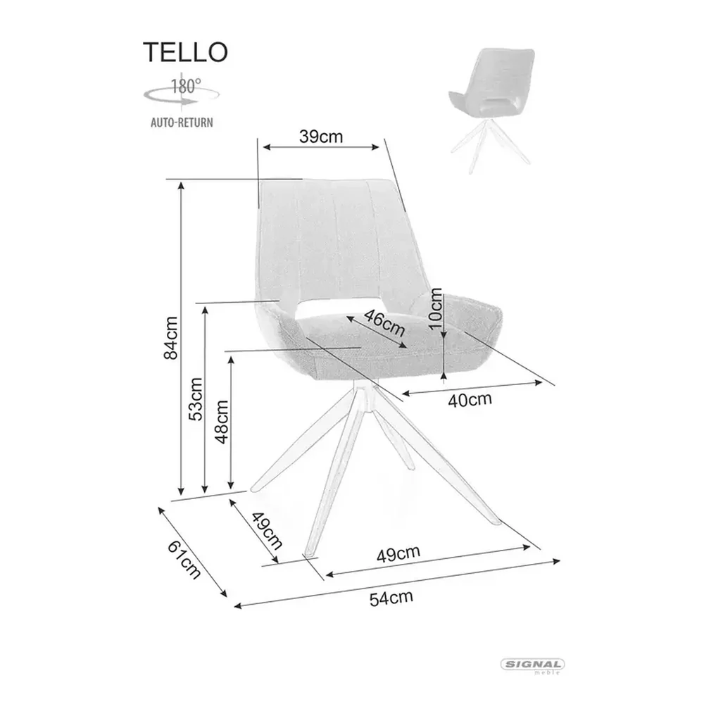 Scaun TELLO - 54x46x84 cm, bej deschis/negru, stofa clasica/metal [4]