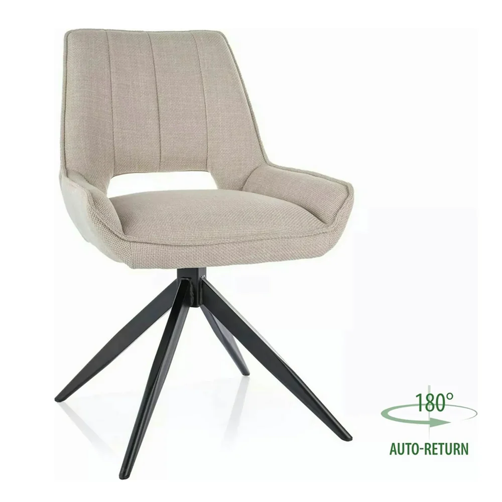 Scaun TELLO - 54x46x84 cm, bej deschis/negru, stofa clasica/metal [2]