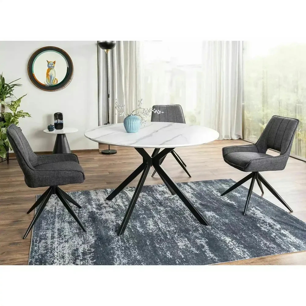 Scaun rotativ TELLO - 54x46x84 cm, gri/negru, stofa clasica/metal [5]
