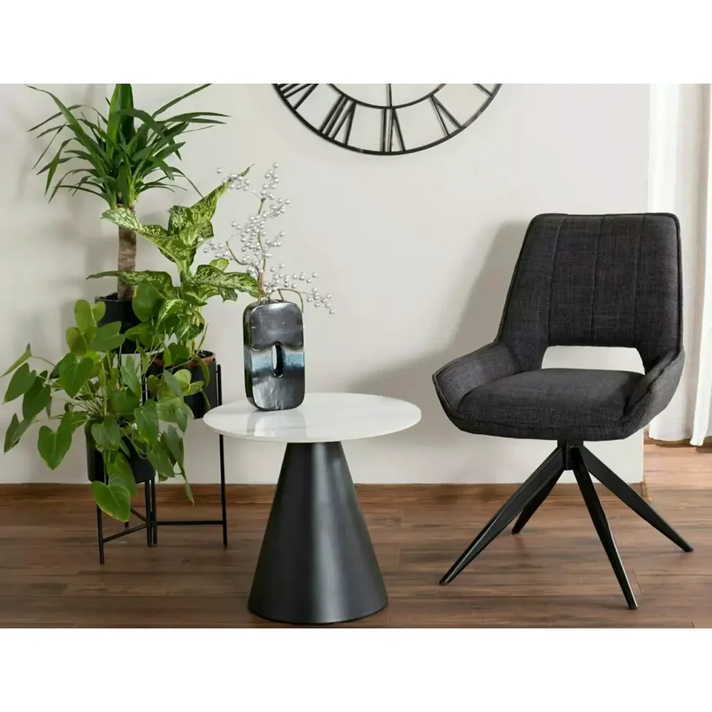 Scaun rotativ TELLO - 54x46x84 cm, gri/negru, stofa clasica/metal [4]