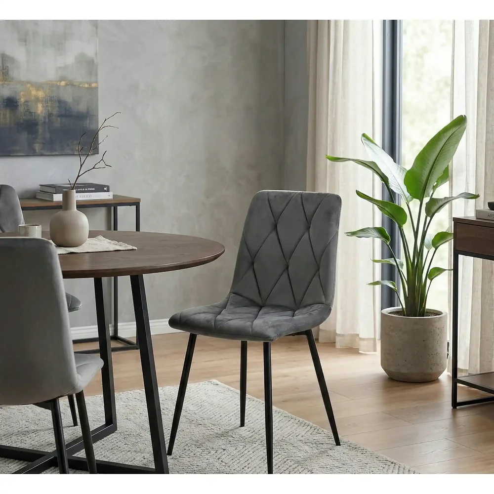 Scaun TOM – 45x39x91 cm, gri / negru, stofă catifelată / metal [3]