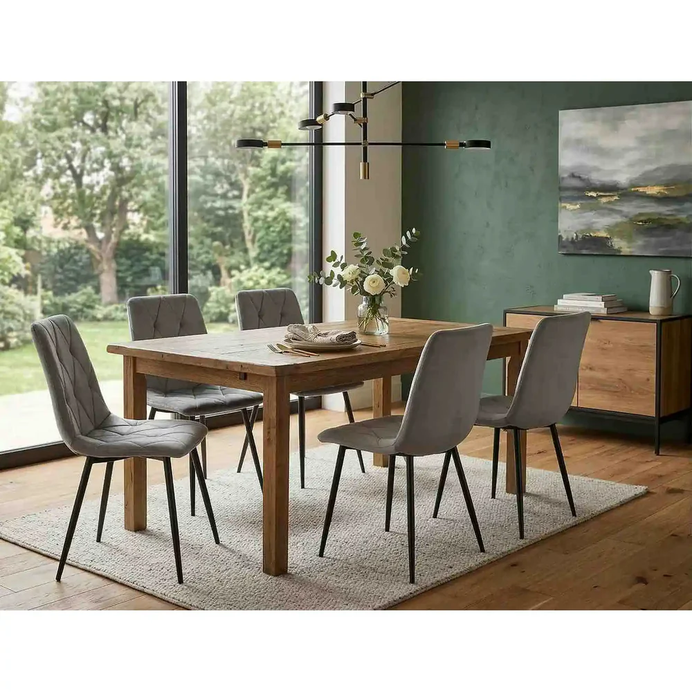 Scaun TOM – 45x39x91 cm, gri deschis/ negru, stofă catifelată / metal - Copie [3]