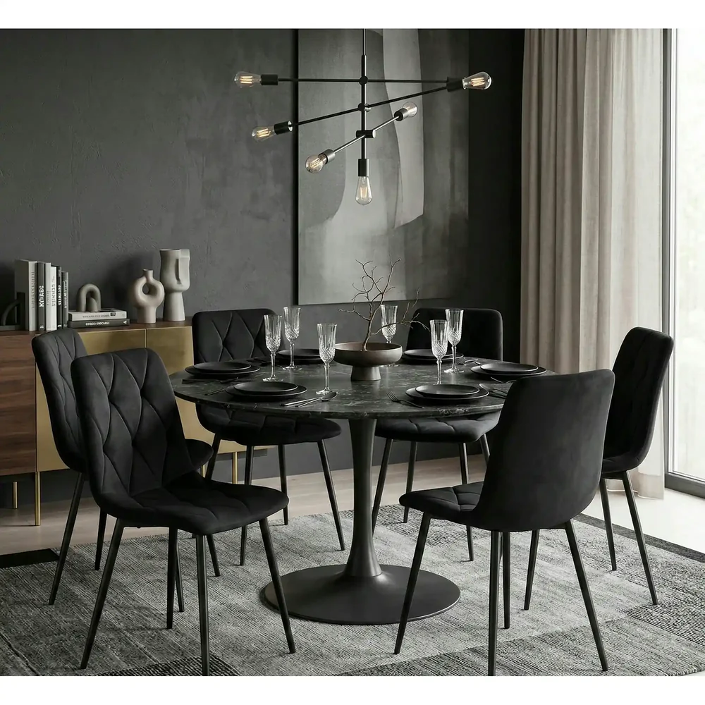 Scaun TOM – 45x39x91 cm, negru, stofă catifelată / metal [3]