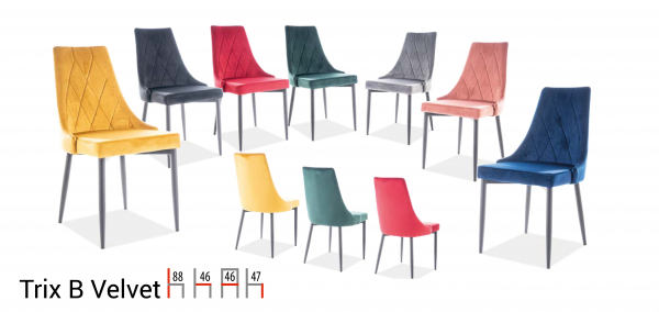 Scaun TRIX B VELVET Bordo - l46xA50xH90 cm [2]