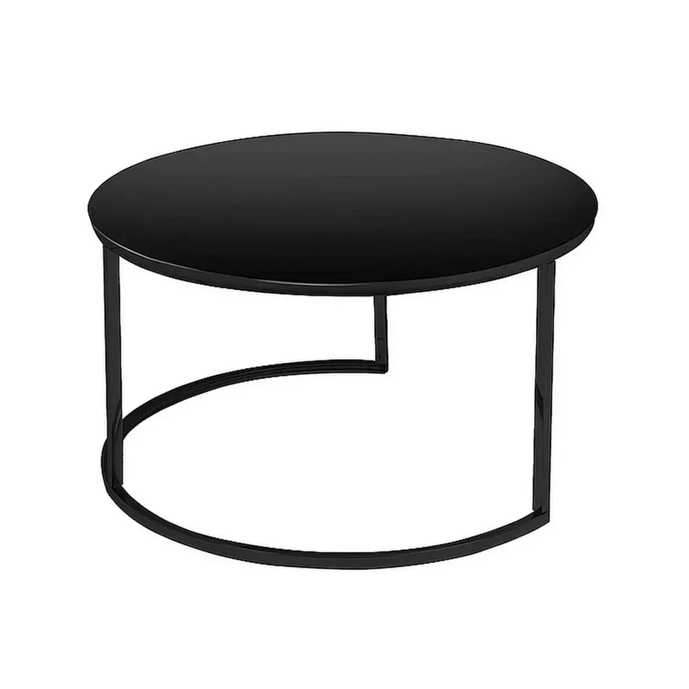 Set 2 masute ATLANTA D - 80x45 cm / 60x42 cm - negru, sticla/metal [3]