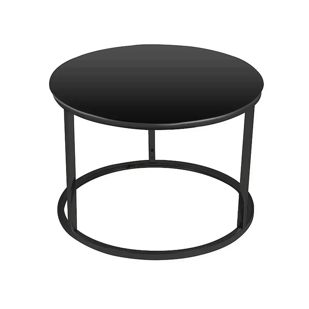 Set 2 masute ATLANTA D - 80x45 cm / 60x42 cm - negru, sticla/metal [2]