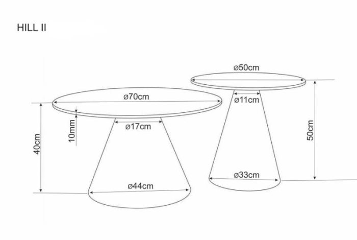 Set 2 măsuțe HILL II 50xH50cm/ 70xH40cm - Travertin bej, metal casmir [5]