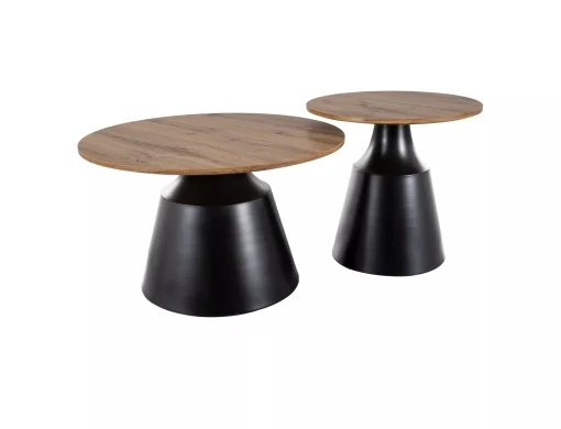 Set 2 mese Itaka ø50/ø70 - stejar artizan/negru [4]