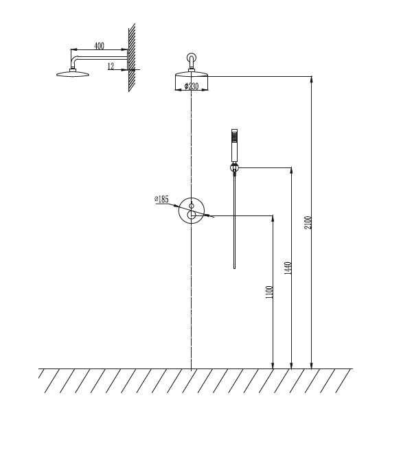 Set dus - baterie mixer 4 moduri - SET JOAN BRASS PATTERN [3]