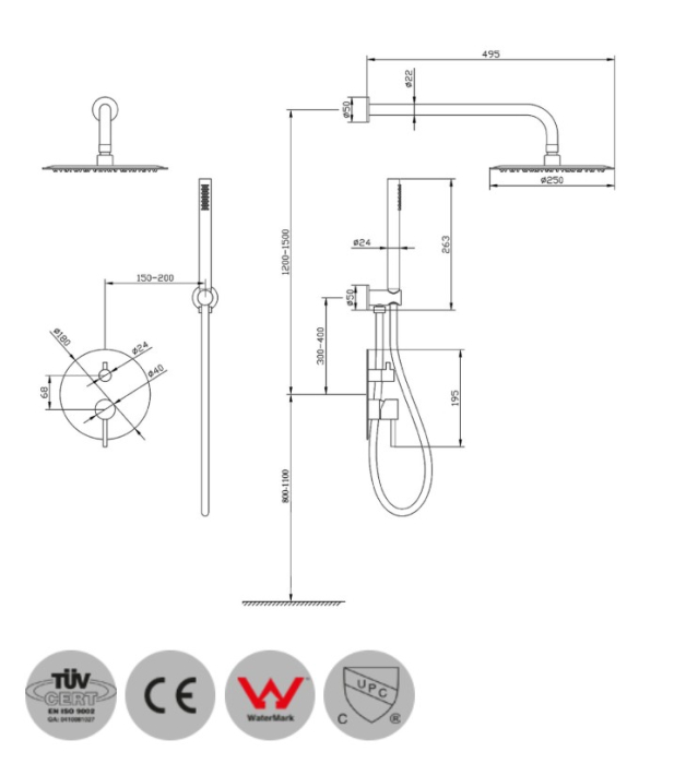 Set mixer dus si cascada - H12022 ETERNITY 316, OȚEL PERIAT [2]