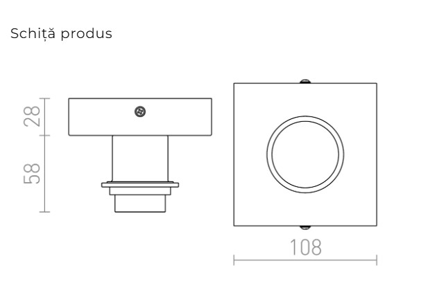 SOLO SQ - Bază pătrată de tavan [3]