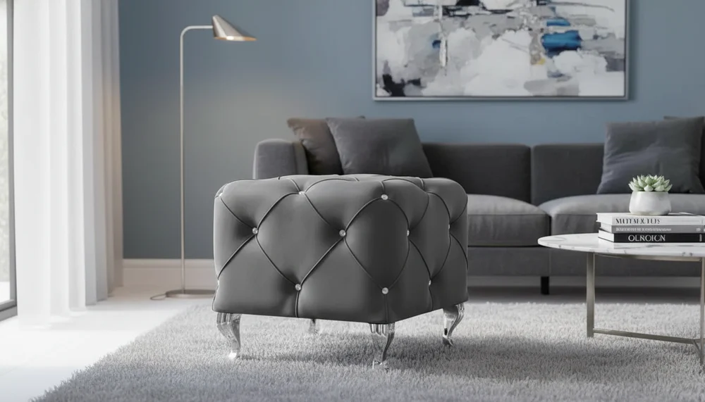 Taburet HESTIA K, stofa catifelata gri - Bluvel 14, 50x50x46 cm [2]