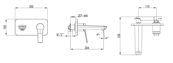 Baterie mixer de perete lavoar - ANDARE BIANCO BRONZE [2]
