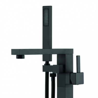 Baterie mixer cada pe pardoseala cu para dus - GINKO BLACK [4]