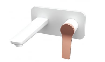 Baterii Lavoar de perete - Baterie mixer de perete lavoar - ANDARE BIANCO ROSE GOLD