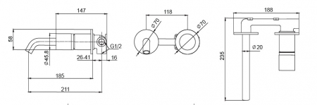 Baterie mixer de perete lavoar - JOAN BRASS PATTERN [2]