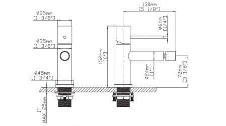 Baterie mixer pentru bideu - ARTEMIS INOX SATINATO [1]