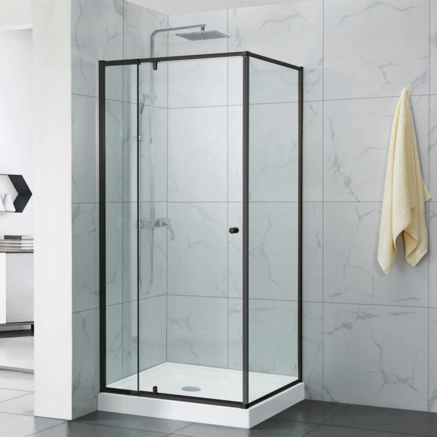 Usa Batanta Dus - Cabina dus WST09 - PROFIL NEGRU, STICLA TRANSPARENTA