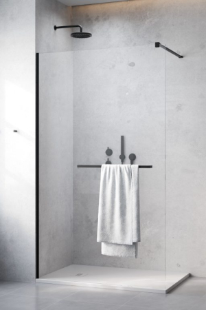 Cabine Walk In - Cabina Modo New II cu port prosop – Negru