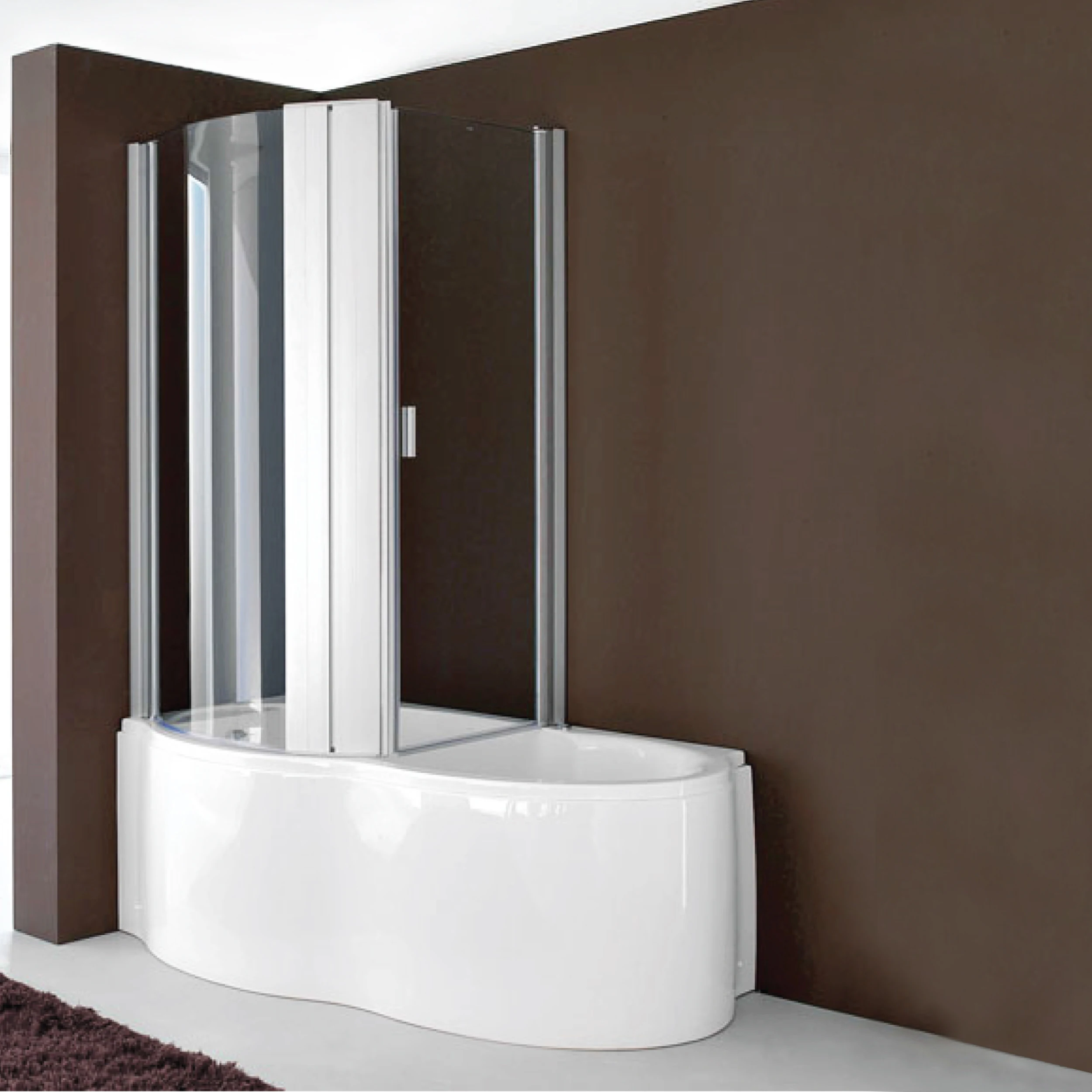 Cazi Asimetrice - Cada ARIANA cu paravan - 155x90x218 cm