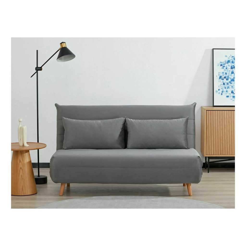 MOBILA - Canapea extensibila 2 locuri, SPIKE II, galben mustar/fag, stofa/lemn, 147x91x84 cm