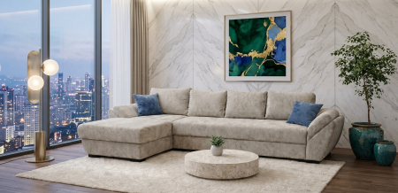 Colectia MALAGA - Canapea extensibilă MALAGA – 3 locuri + insulă, 327x180 cm, extensie 190x153 cm