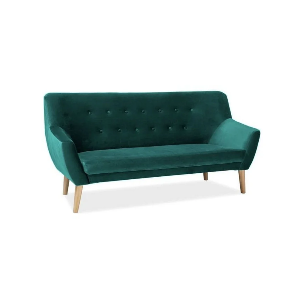 Canapele Signal - Canapea Nordic 3, verde, stofă catifelată/lemn, 180x75x90 cm