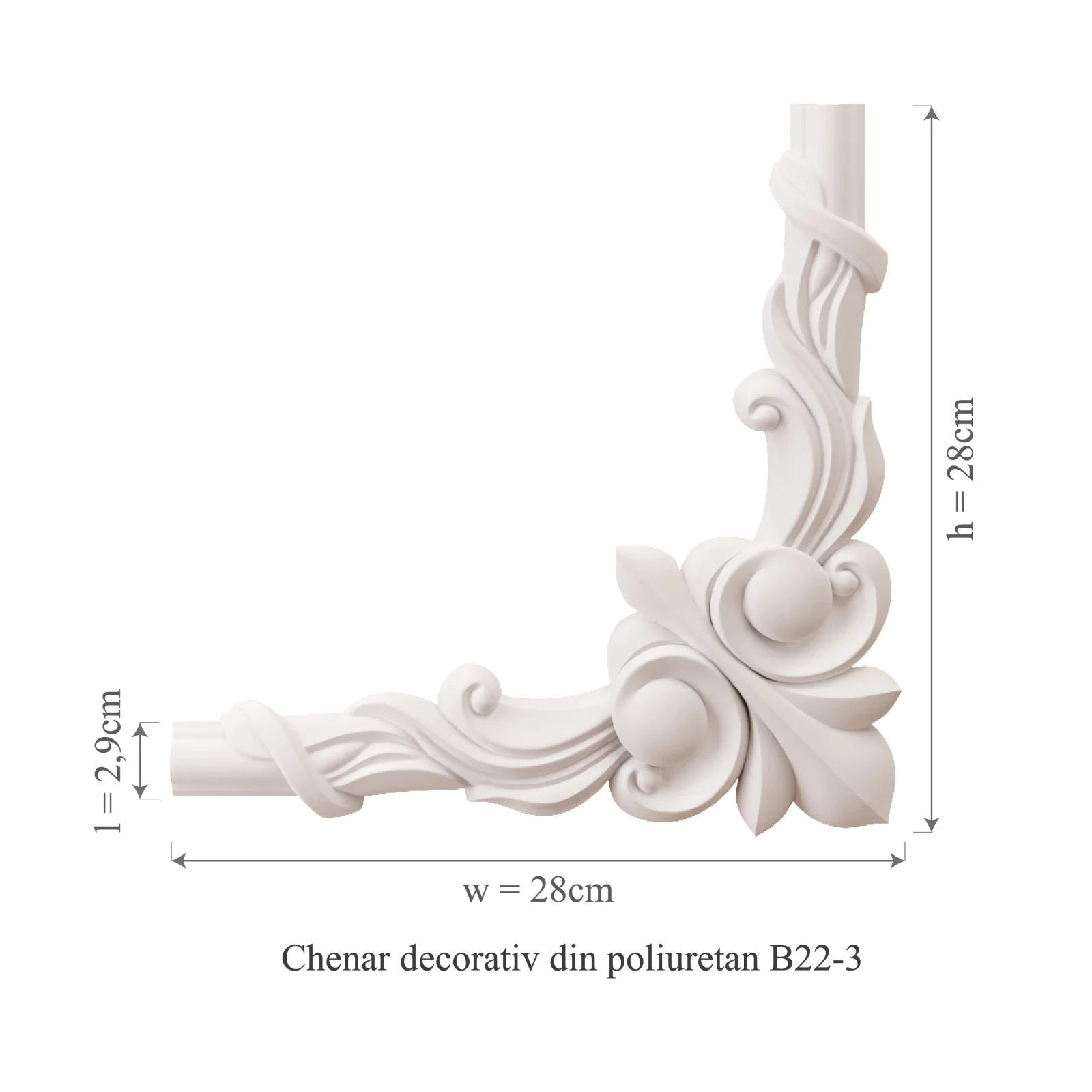 Poliuretan Inalta Densitate - Chenar decorativ din poliuretan B22-3 - 28x28x1.6 cm