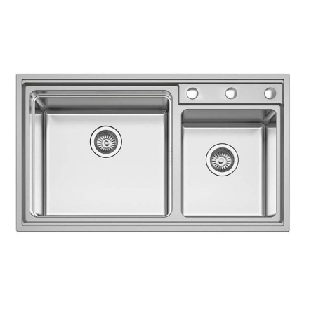 Chiuvete Bucatarie - Chiuvetă bucătărie BL-709 860 × 500 × 220 mm, finisaj satinat, cu valvă și sifon