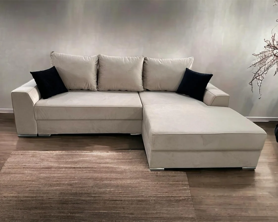 Mobilier D Concept - Colțar extensibil CARO Catifea – 260 × 170 cm, extensie 127x153 cm
