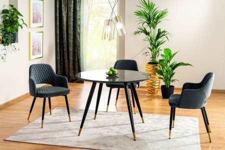 NOUTATI - Masa Cyryl II Marmura Neagra –  Ø100 x h76 cm